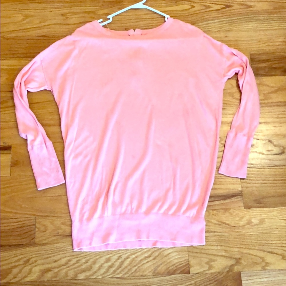 Long Coral sweater, half zip back